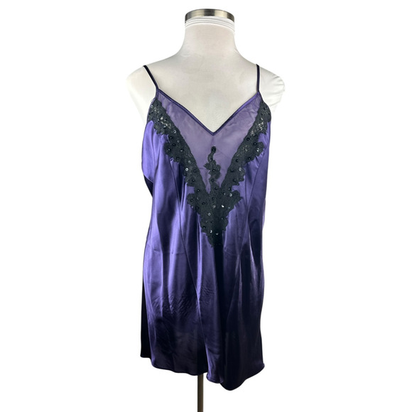 Cacique Satin Sleep Slip Dress Lingerie Chemise Purple Nighty Plus Size 18/20 - Picture 3 of 16